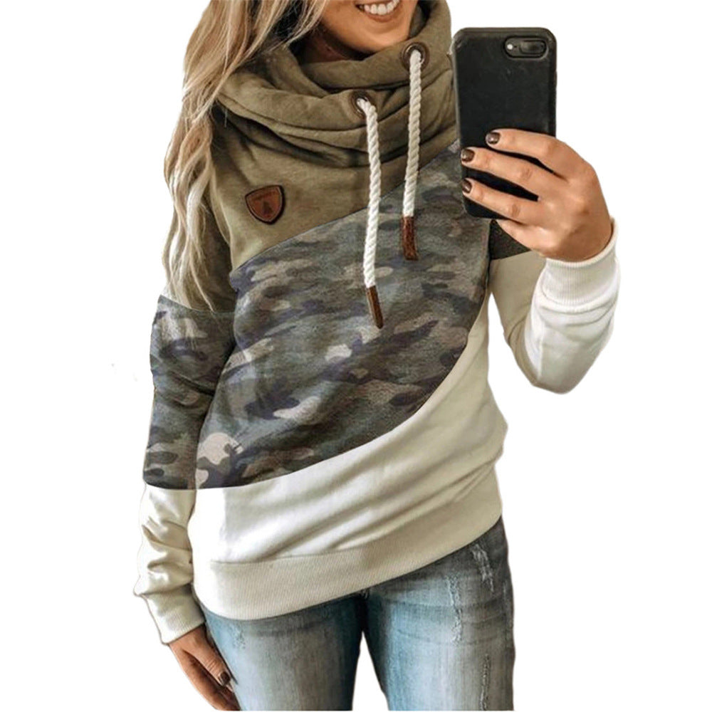 Unique Women's Stitching Hooded Fleece Loose Sweaters