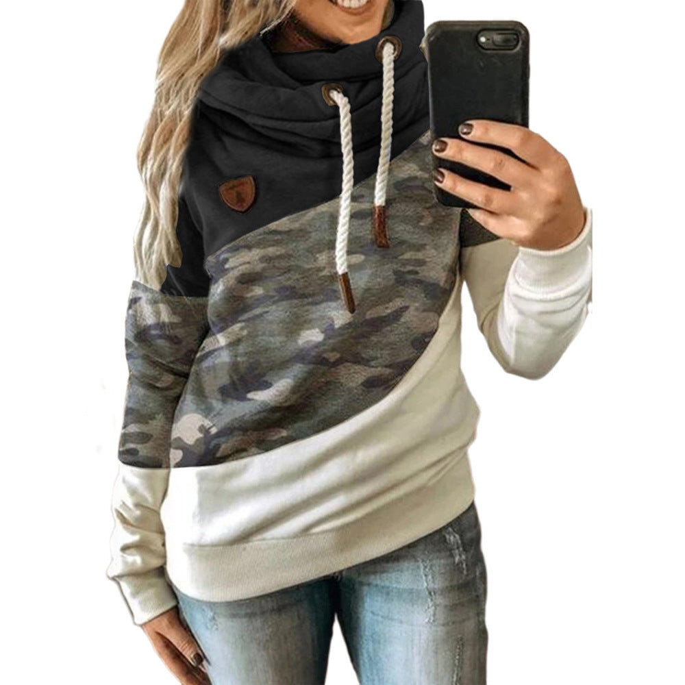 Unique Women's Stitching Hooded Fleece Loose Sweaters