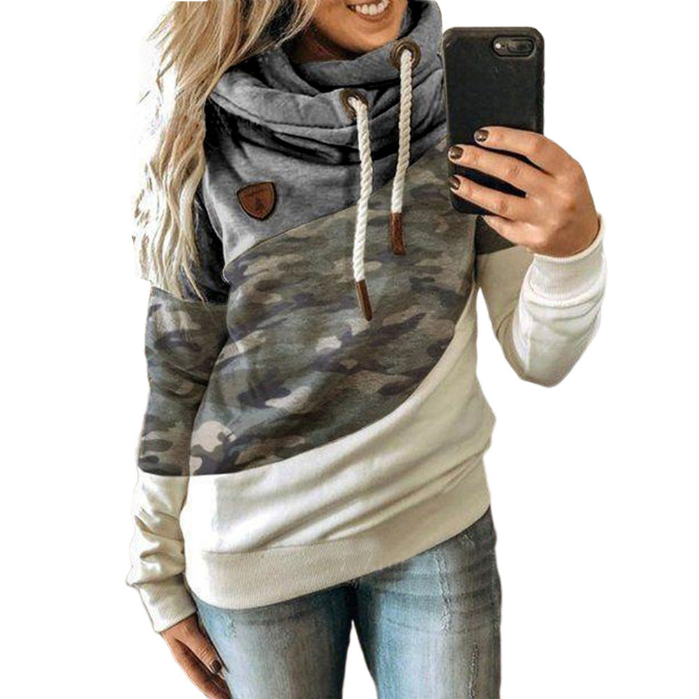 Unique Women's Stitching Hooded Fleece Loose Sweaters