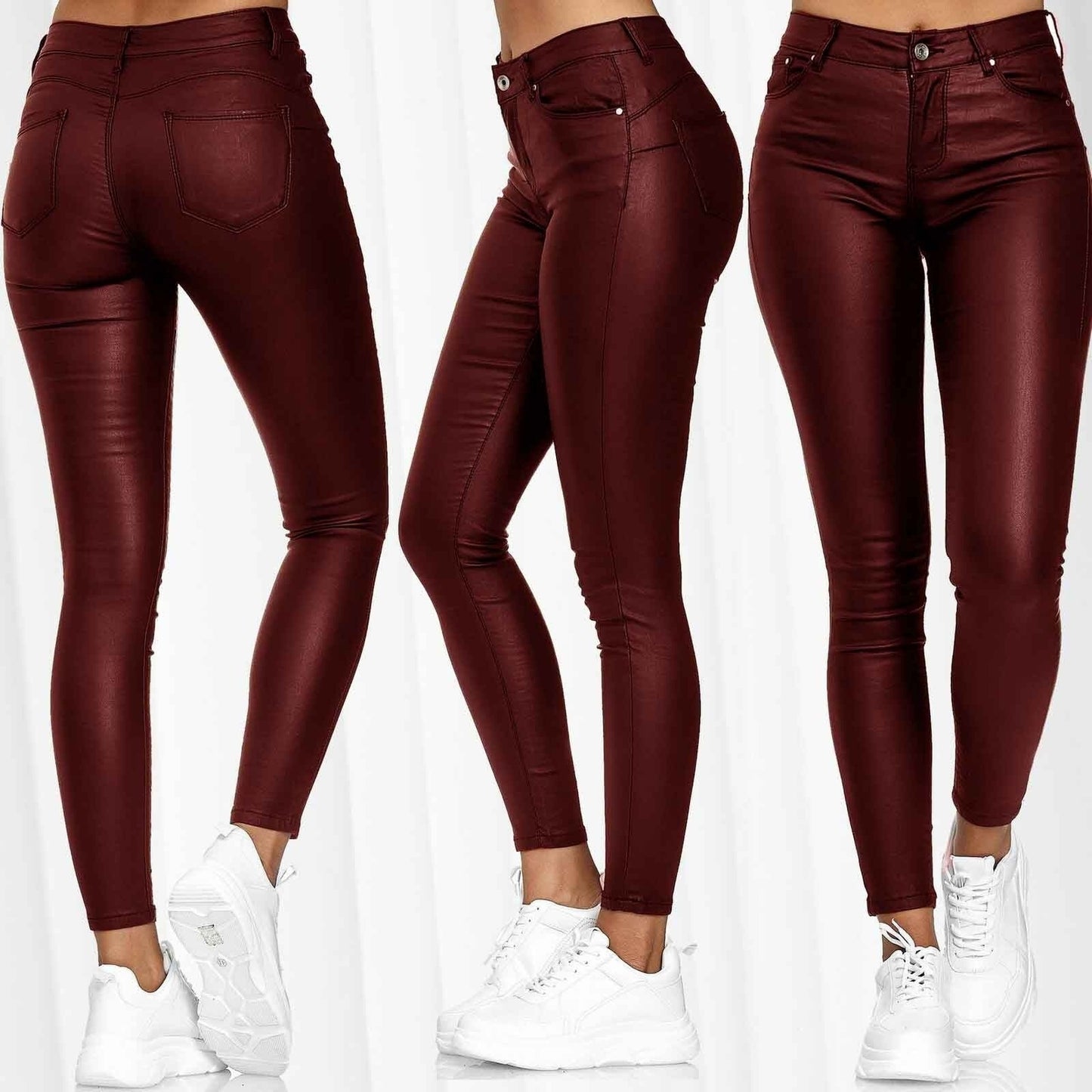 Pantalon en cuir skinny décontracté et innovant pour femmes