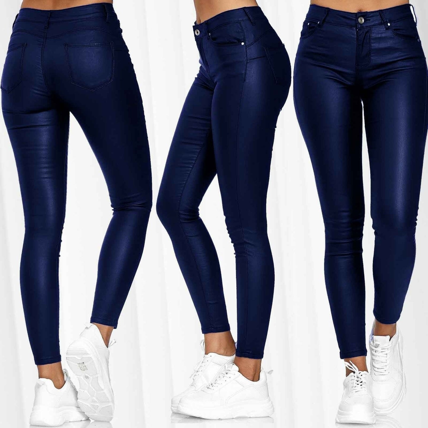 Pantalon en cuir skinny décontracté et innovant pour femmes