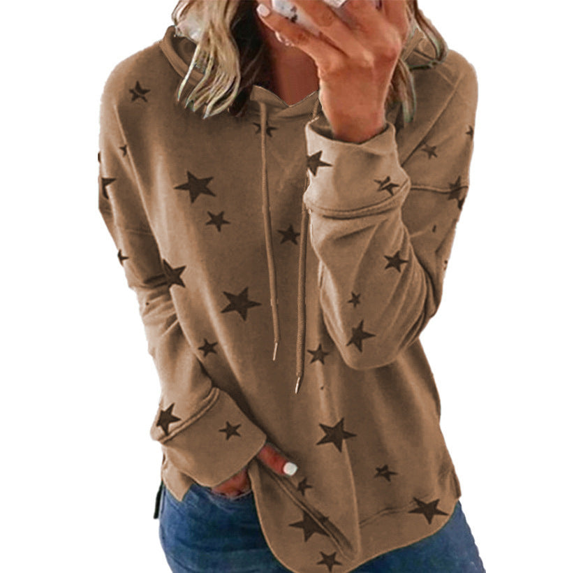 Women's Star Print Loose Large Hooded Sweaters