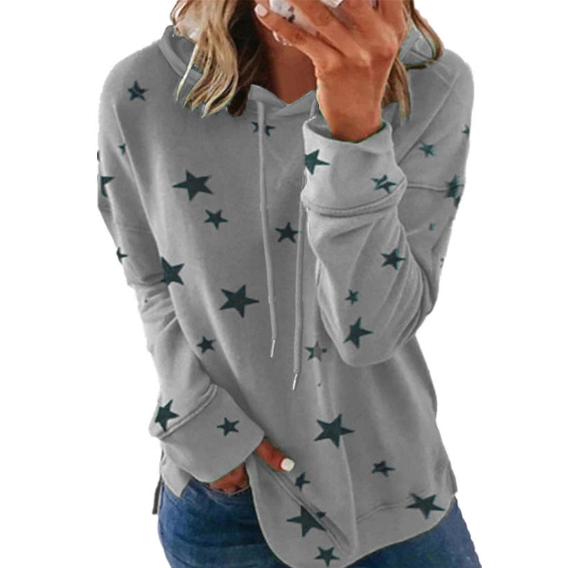 Women's Star Print Loose Large Hooded Sweaters