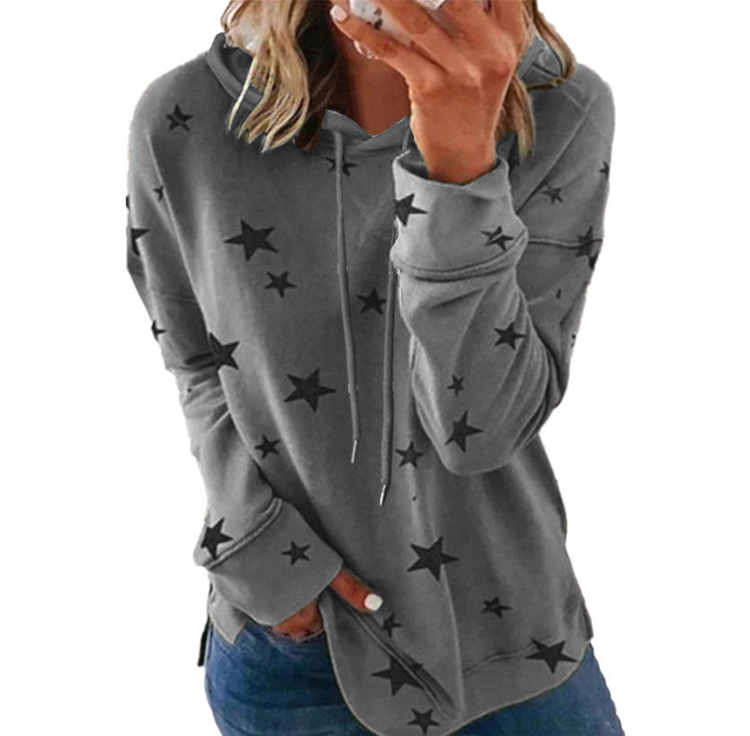 Women's Star Print Loose Large Hooded Sweaters