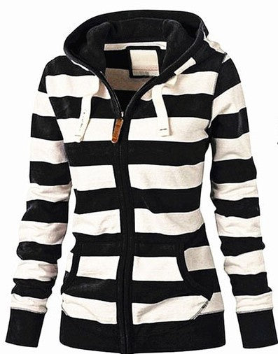 Women's Comfortable Hooded Long Sleeve Striped Sweaters