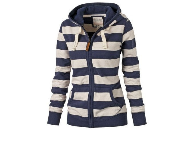 Women's Comfortable Hooded Long Sleeve Striped Sweaters