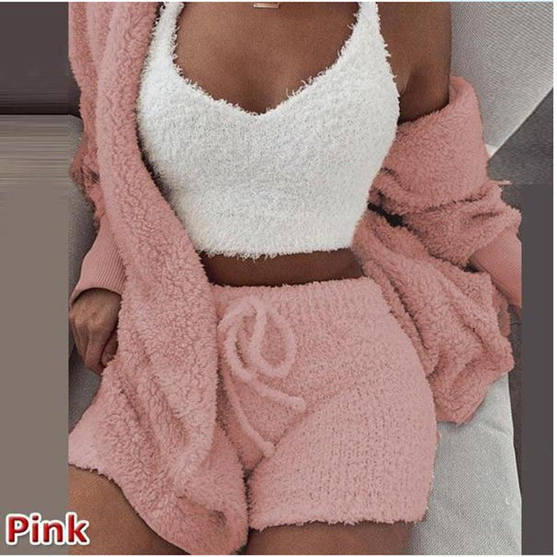 Women's Winter Plush Homewear Casual Pajamas Long Sleeve Suits