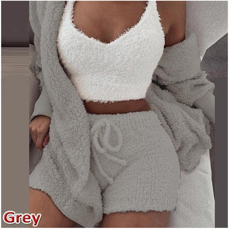 Women's Winter Plush Homewear Casual Pajamas Long Sleeve Suits