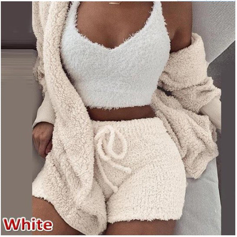 Women's Winter Plush Homewear Casual Pajamas Long Sleeve Suits