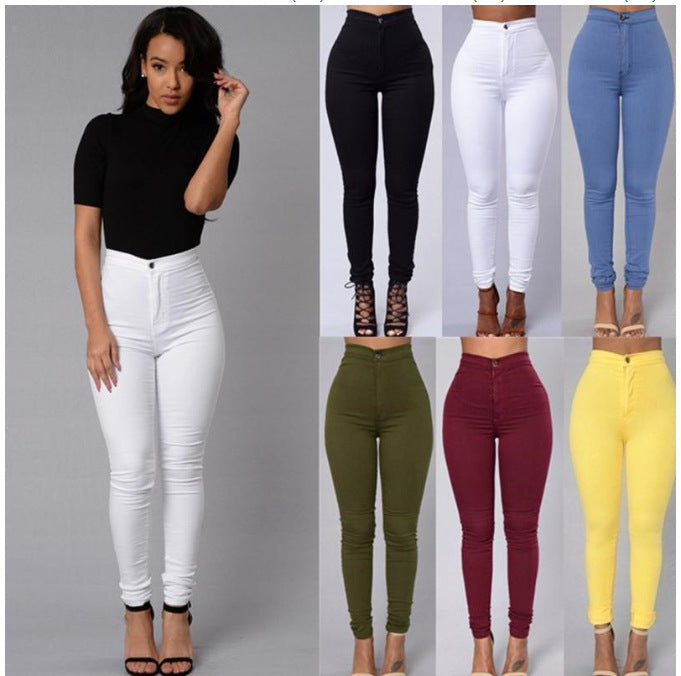 Pantalon slim en vache extensible de couleur bonbon