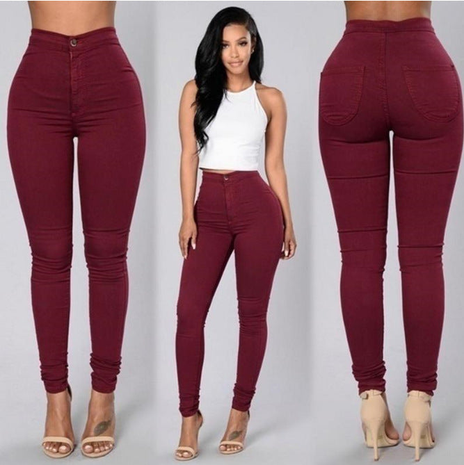 Pantalon slim en vache extensible de couleur bonbon