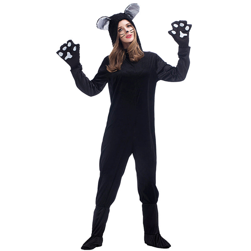 Vêtements de couple de chats noirs pour hommes Halloween Costumes d'animaux