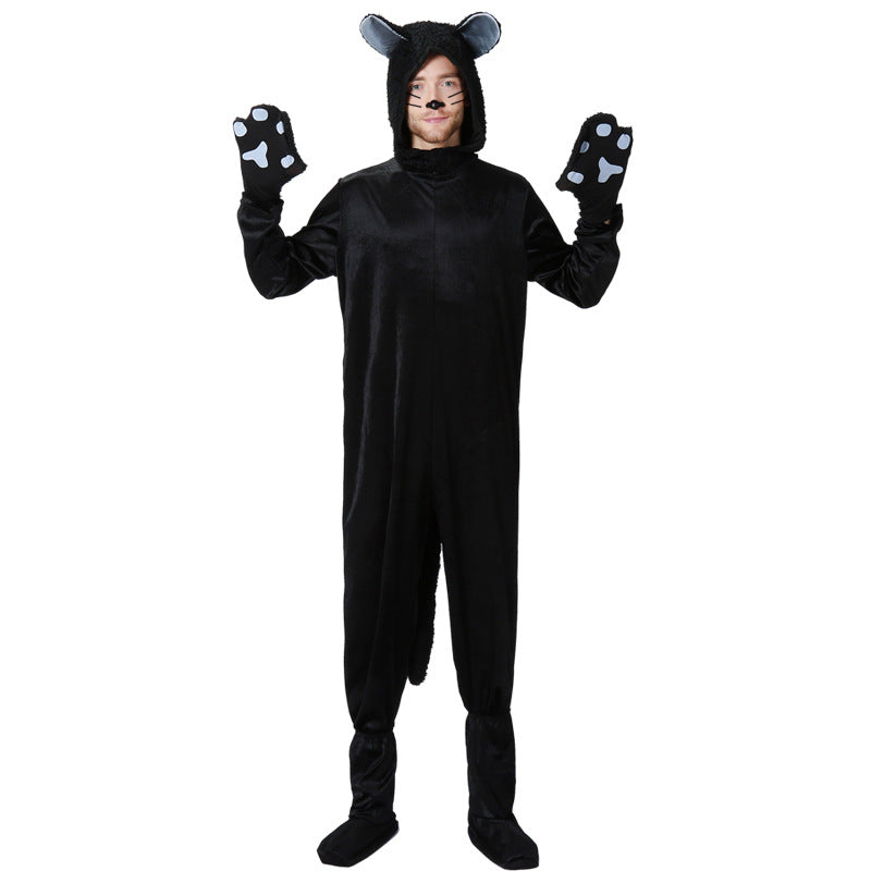 Vêtements de couple de chats noirs pour hommes Halloween Costumes d'animaux