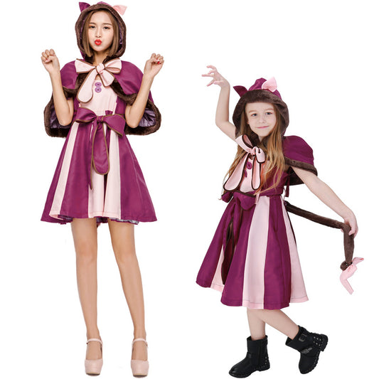 Costumes d'Halloween pour adultes de chat violet de personnage de fée