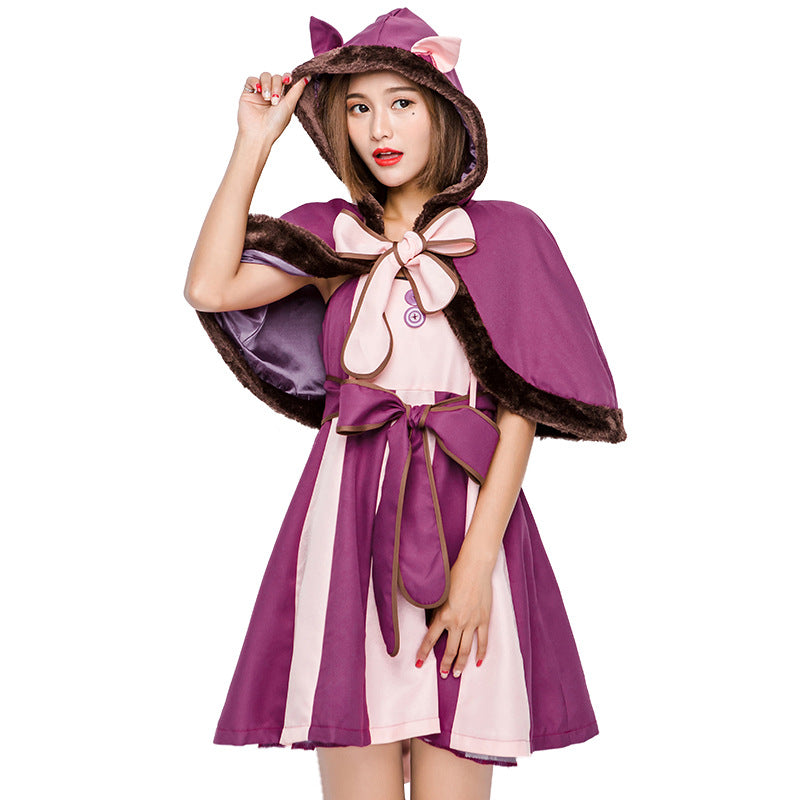 Costumes d'Halloween pour adultes de chat violet de personnage de fée