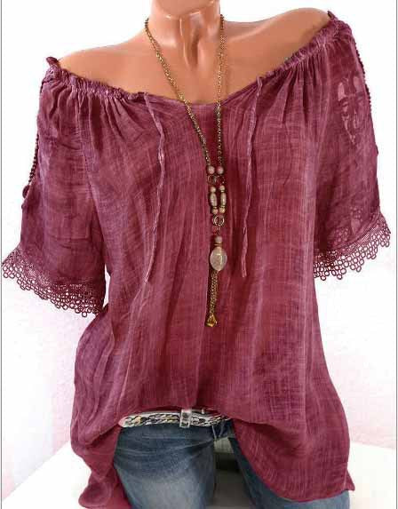 Women's Unique Summer Off-shoulder Short-sleeved T-shirt Blouses