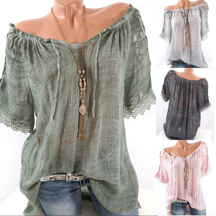 Women's Unique Summer Off-shoulder Short-sleeved T-shirt Blouses