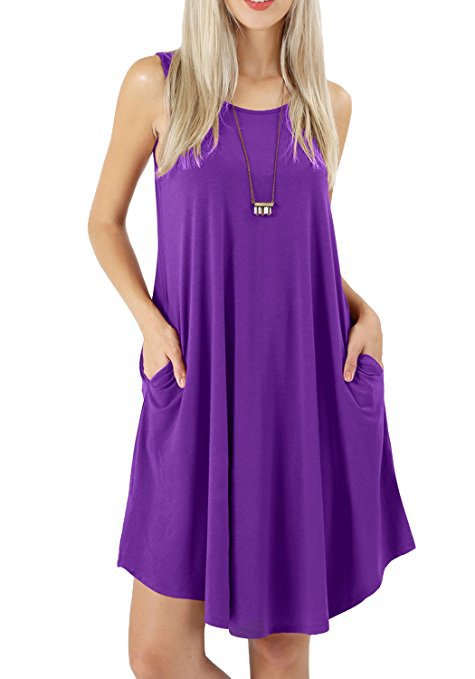 Sleeveless Pocket Casual T-shirt Large Swing Dresses