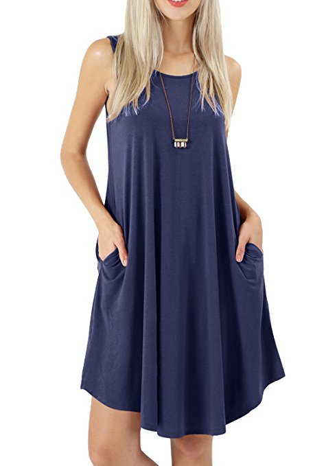 Sleeveless Pocket Casual T-shirt Large Swing Dresses