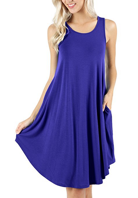 Sleeveless Pocket Casual T-shirt Large Swing Dresses