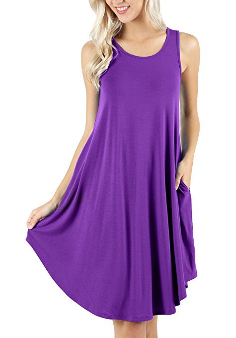 Sleeveless Pocket Casual T-shirt Large Swing Dresses