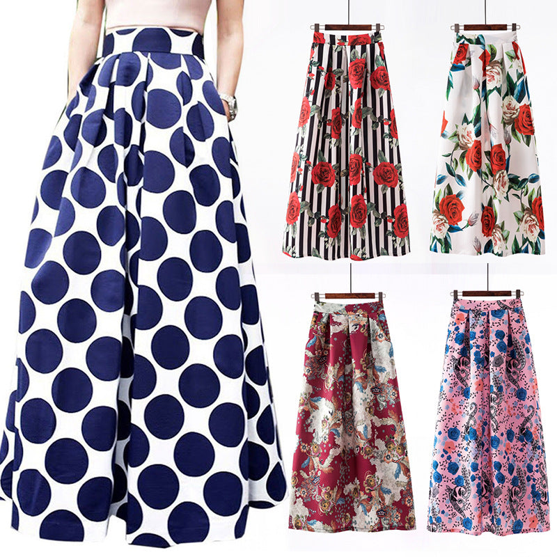 Women's Retro Dots Large Swing Dress Skirts