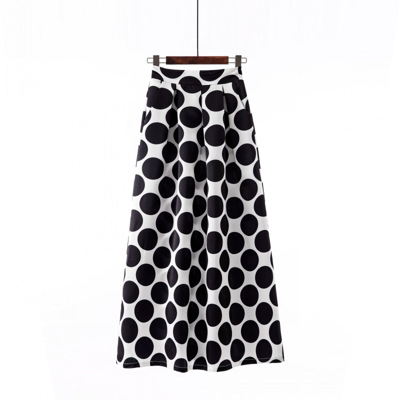 Women's Retro Dots Large Swing Dress Skirts