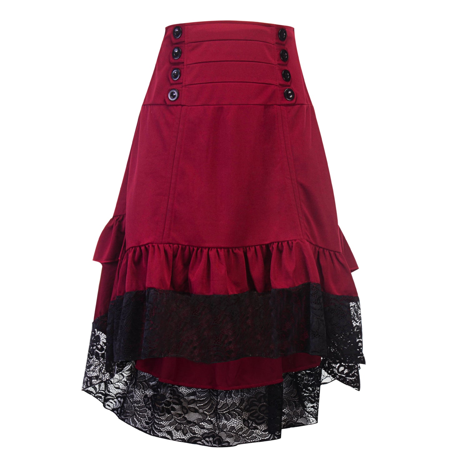 Women's Retro Lace Drawstring Midi Summer Female Skirts