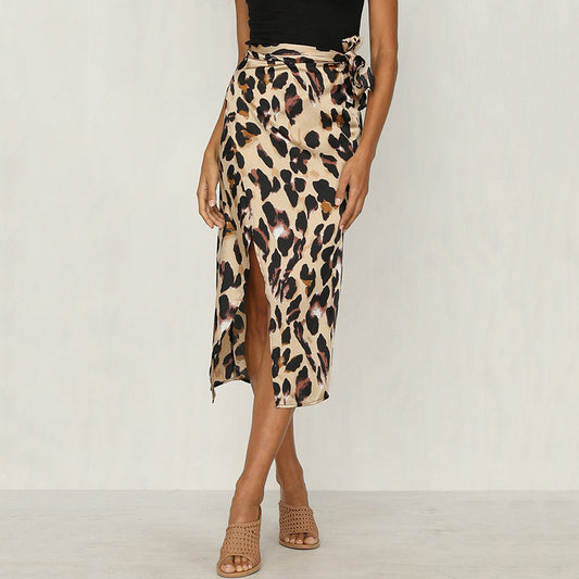 Leopard Print Sexy Wild Bow Bandage Skirts