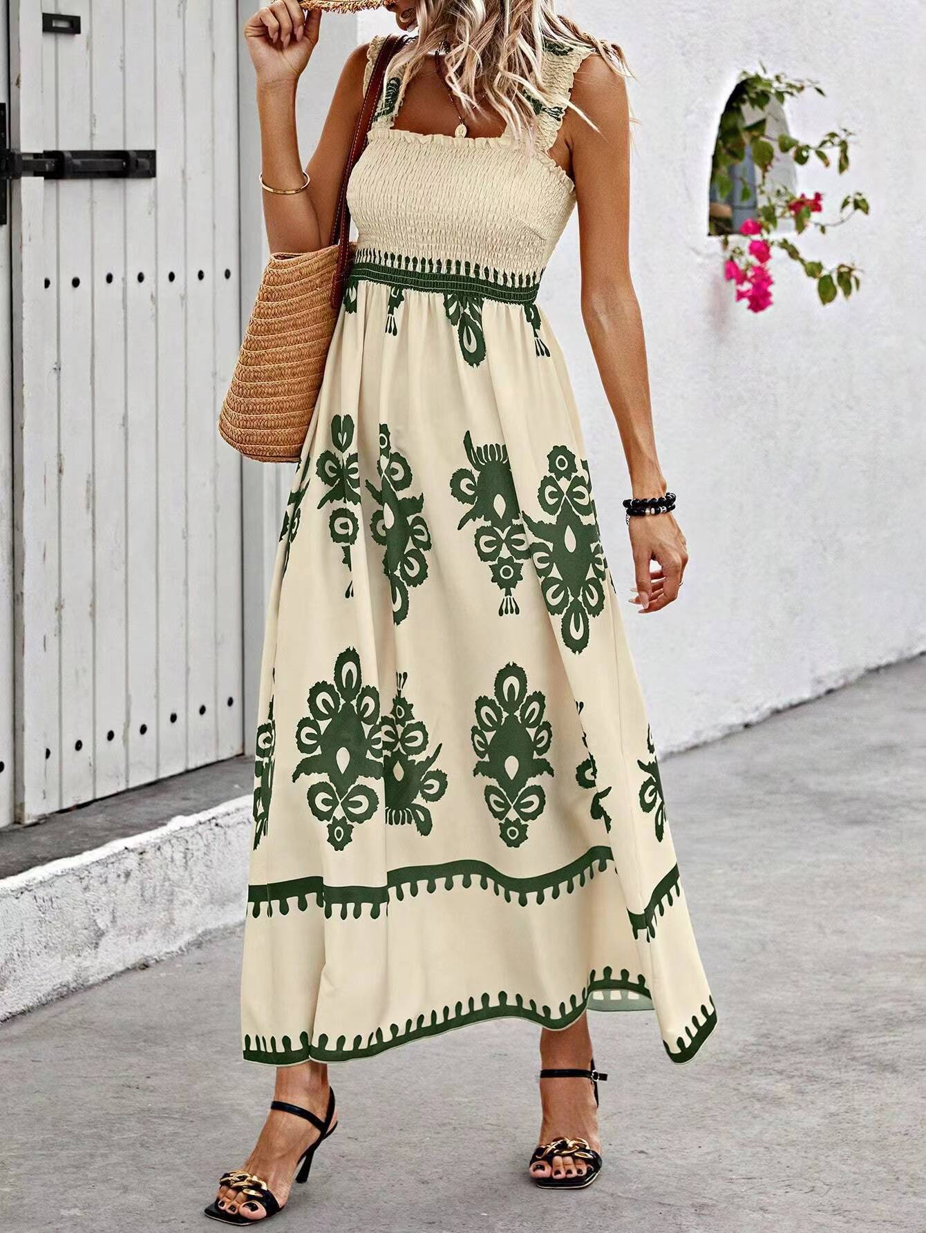 Women's Beach Dress Holiday Style Printing Clothing