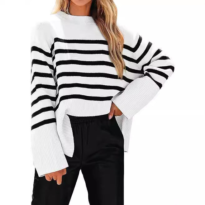 Women's Loose Striped Large Sleeve Knitted Sweaters