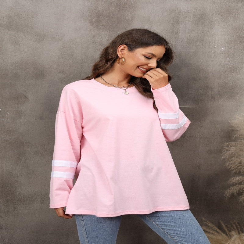 Women's T-shirt Color Loose Shoulder Sleeve Round Blouses