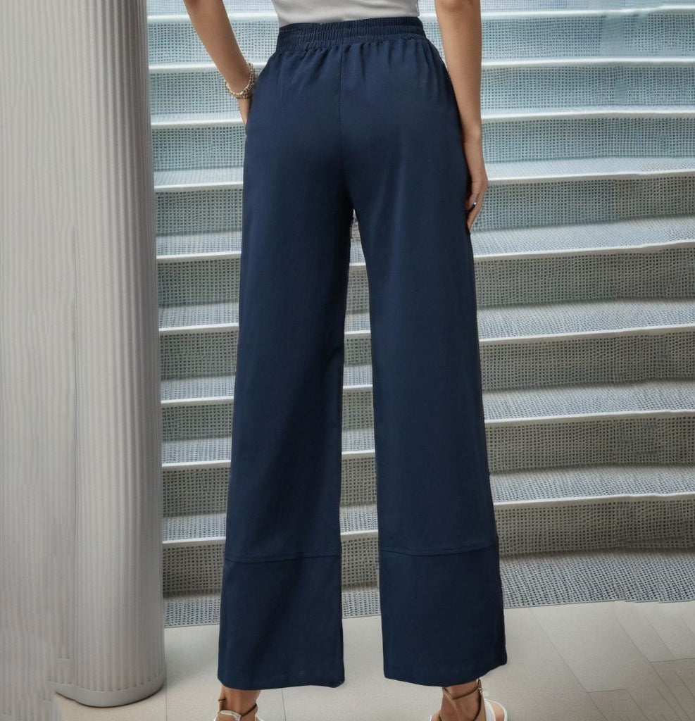 Pantalon décontracté de couleur unie pour femme, pantalon ample d'automne