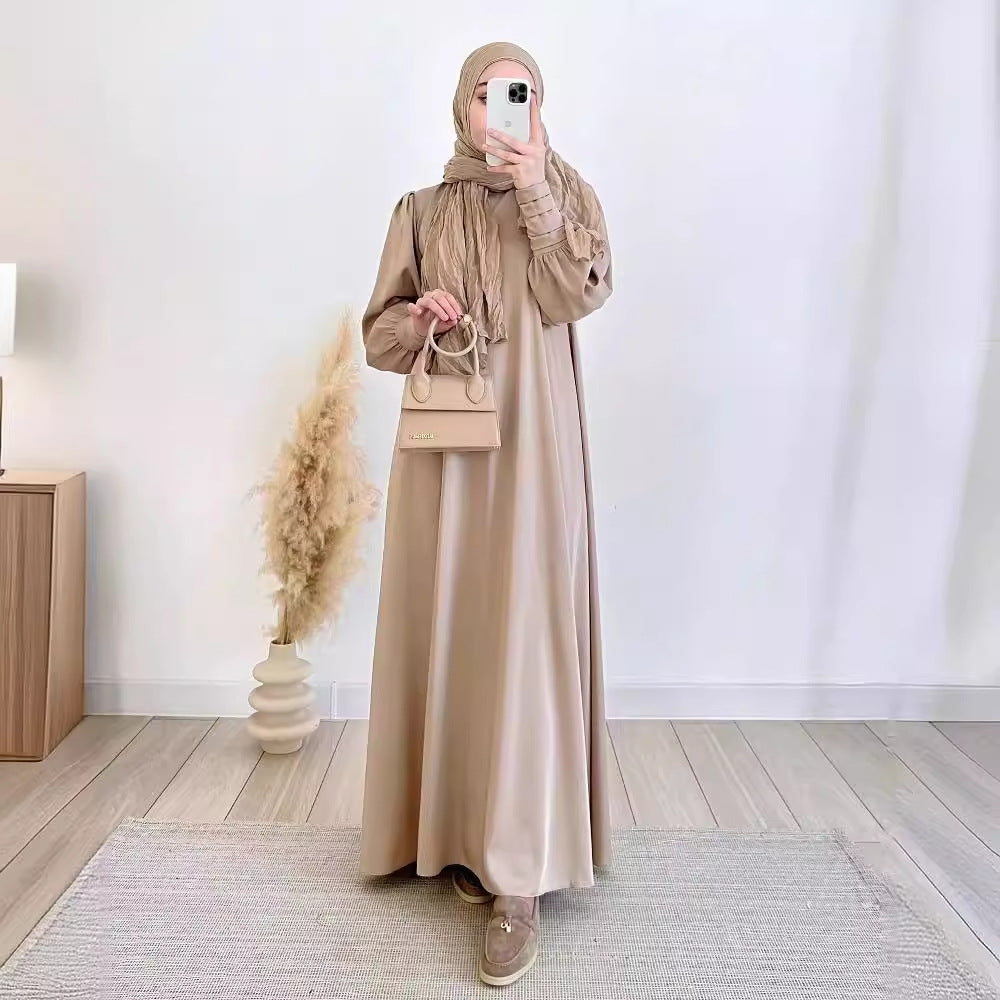 Women's Muslim Wear Soft Fashion Satin Large Dresses