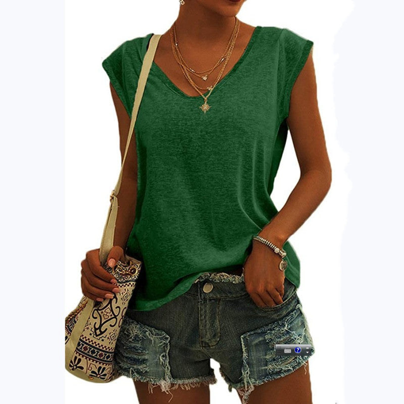 Women's Solid Color Cover Sleeve Casual Loose Blouses