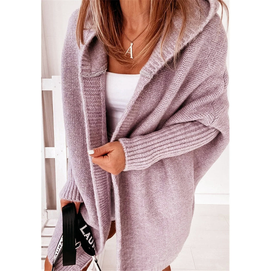 Classic Casual Hooded Knit With Pockets Sweaters