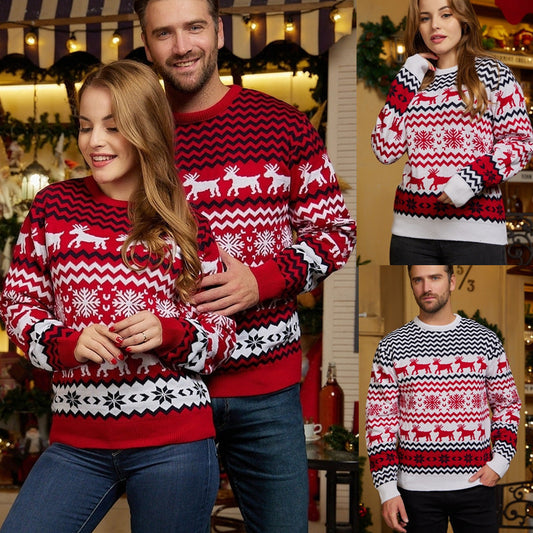 Women's & Men's Wear Christmas Round Neck Elk Long Sweaters