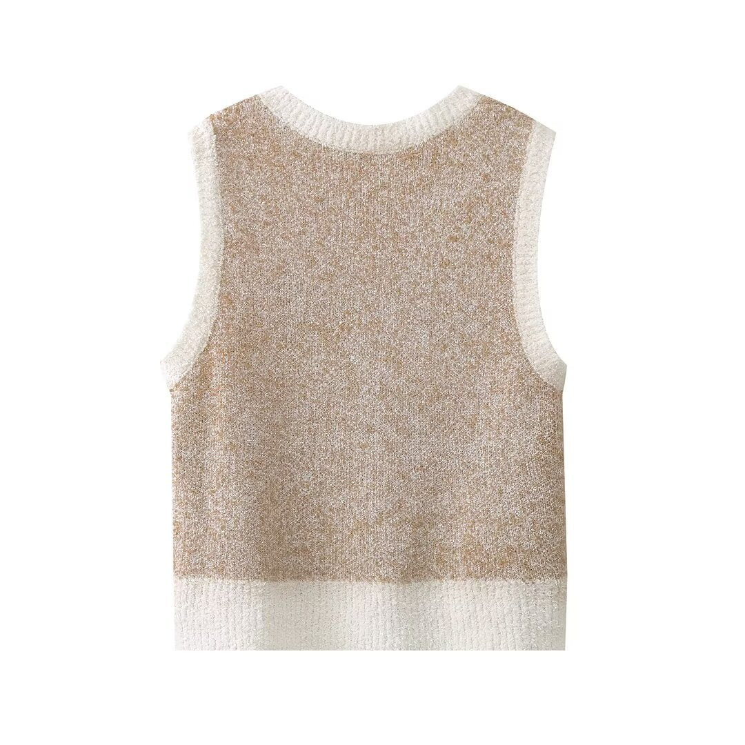 Classy Spring Fashion Jacquard Sleeveless Knitted Sweaters