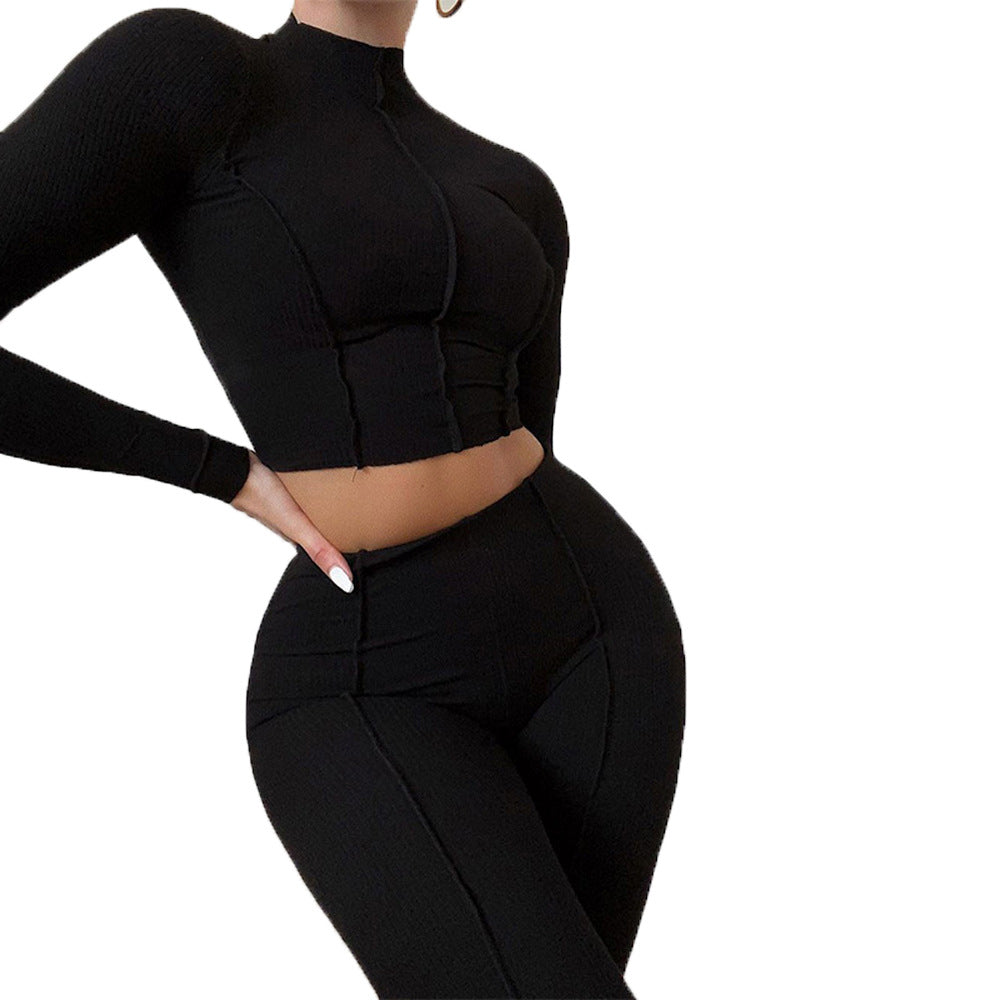 Women's Fashion Design High Waist Slim Fit Breathable Sports Solid Suits