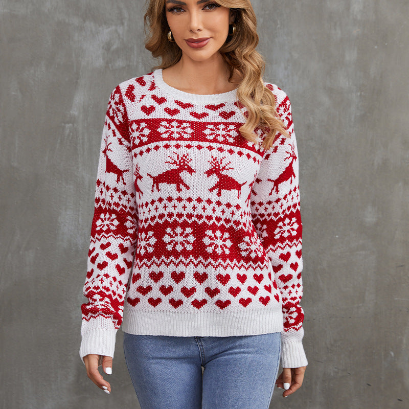 Beautiful Women's Christmas Neck Single-breasted Knitted Sweaters