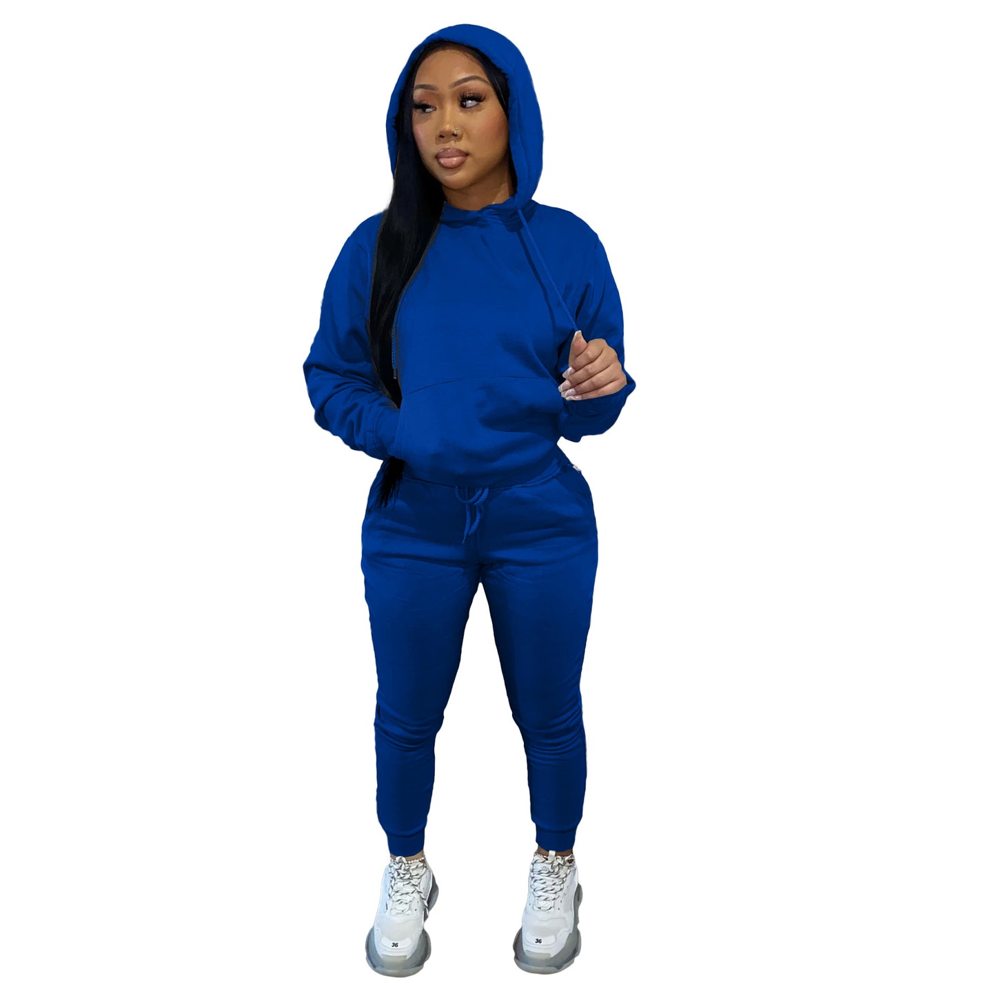 Women's Padded Hooded Sweatshirt Two-piece Leisure Sports Suits