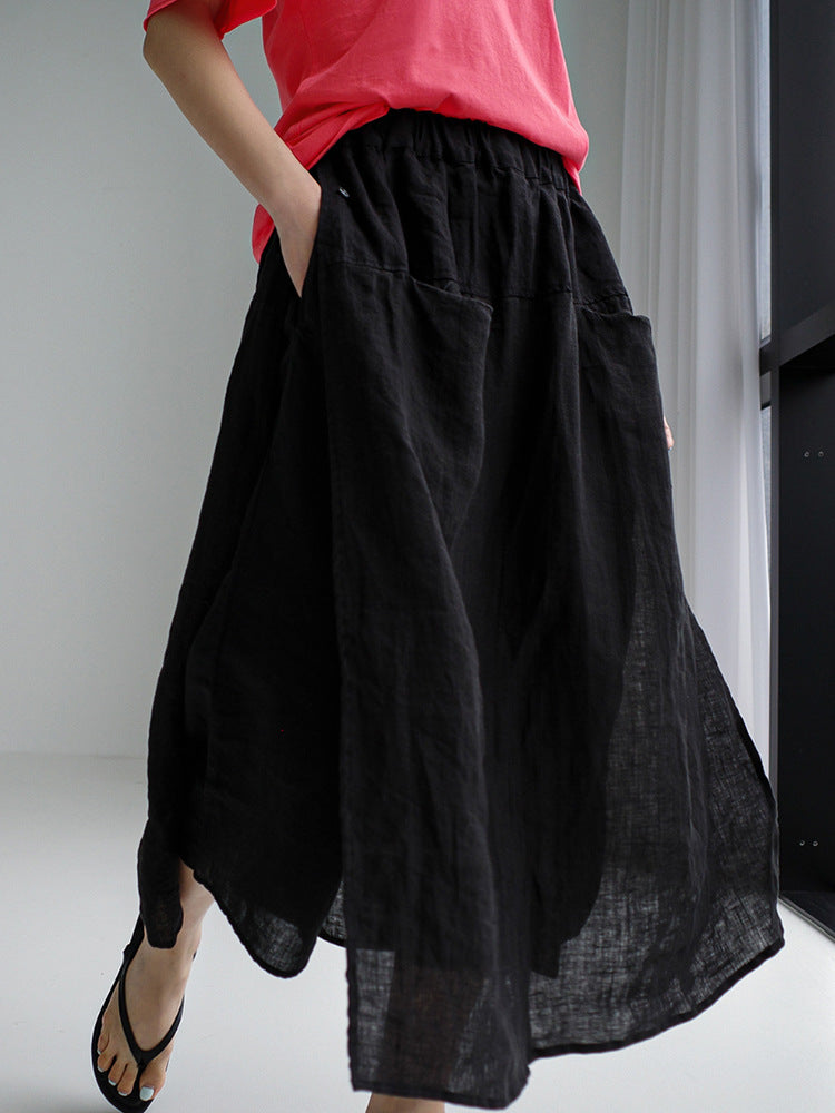 Wide Leg Culottes Design Double Pocket Skirts