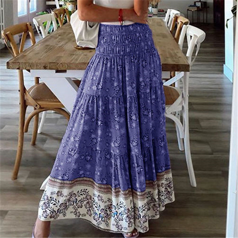 Women's Printed Casual High Waist Long Skirts