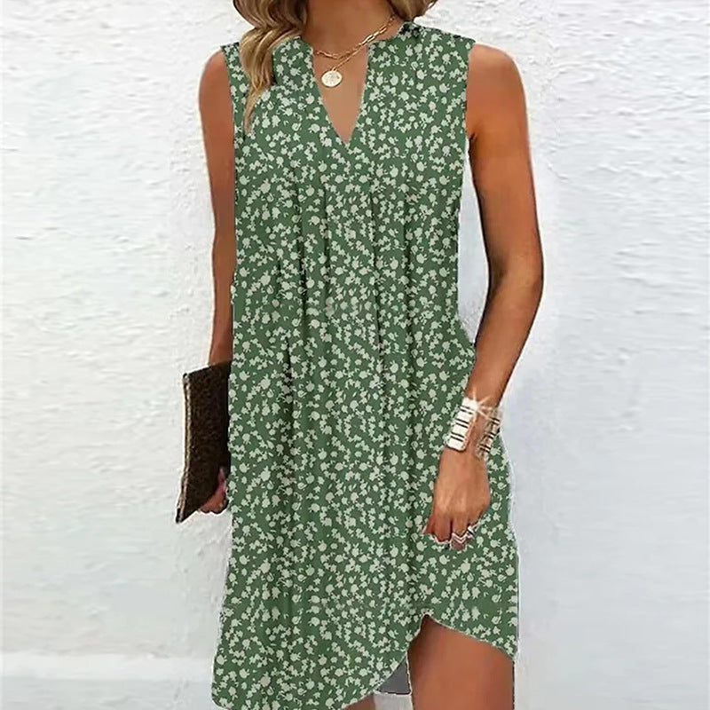 Women's A- Line Sleeveless Dress Summer Printed Dresses