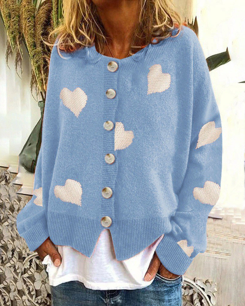 Beautiful Graceful Women's Knitted Single-breasted Love Sweaters