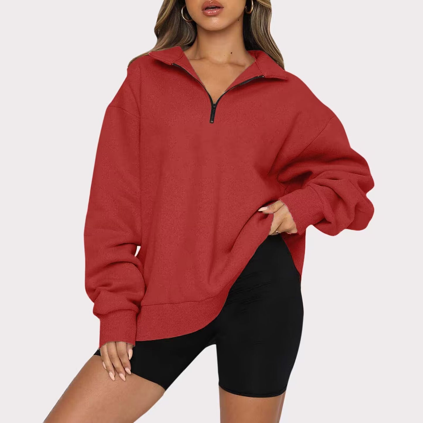 Women's Winter Veet Hoodie Loose Solid Color Sweaters