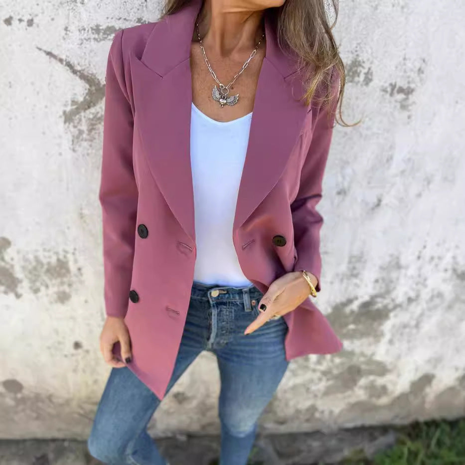 Blazers à manches longues pour femmes, couleur unie, mode automne