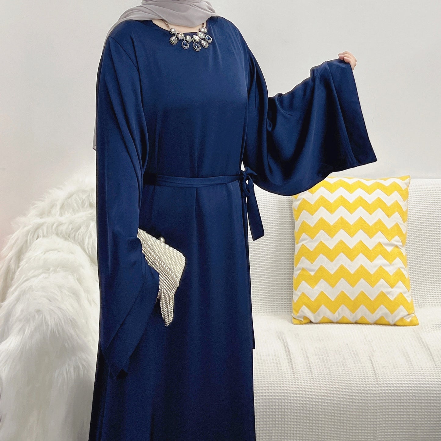 Basic Solid Color Multicolor Robe Dress Plus Size