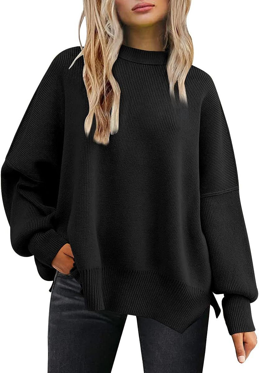 Women's Batwing Long-sleeved Autumn Knitted Side Slit Sweaters