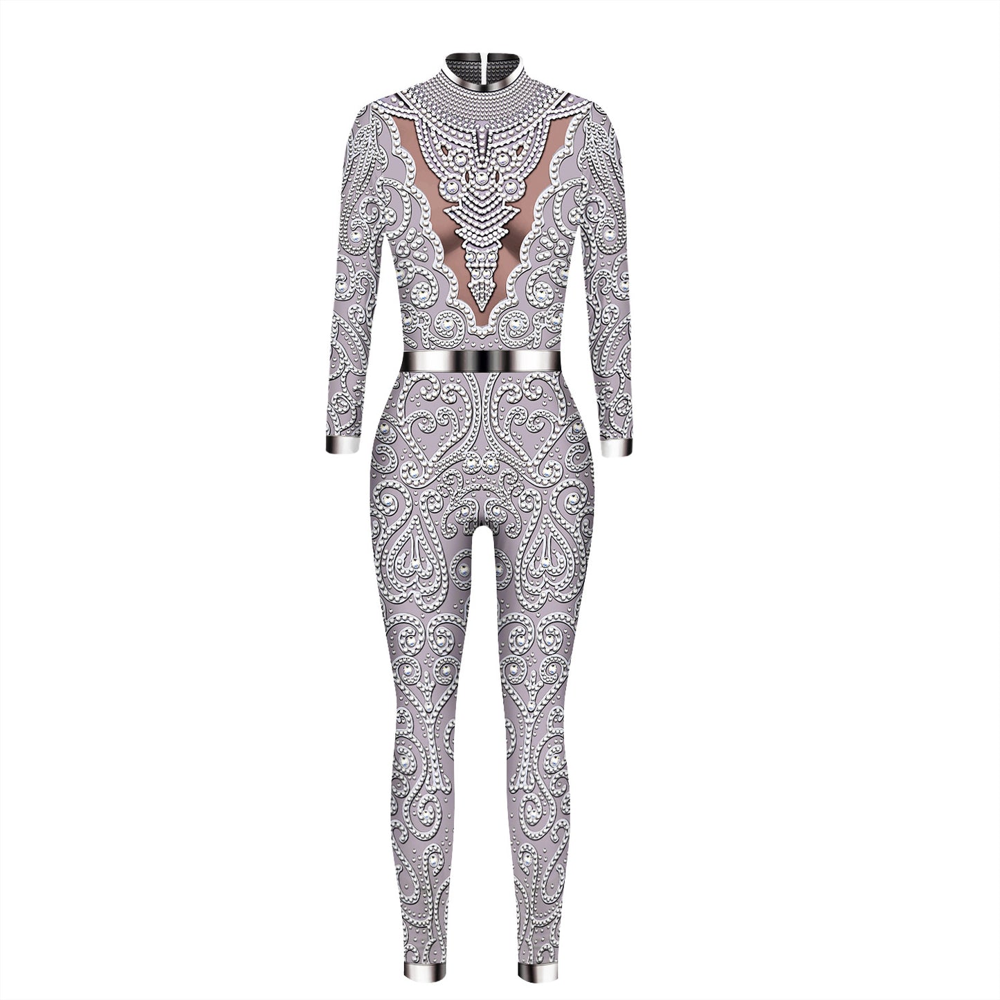 Women's Skeleton Digital Printing Halloween Tight Long Jumpsuits